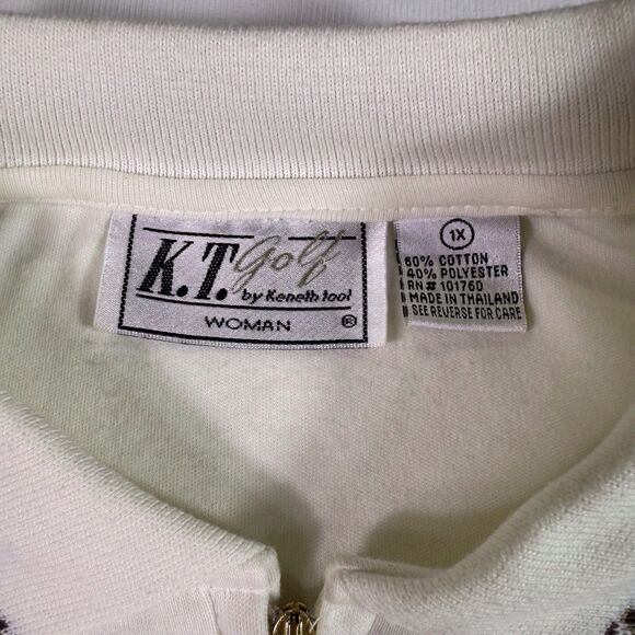 KT Golf Women’s ANIMAL‎ PRINT White GOLF POLO 1/4 Zip Golf Bag Appliqué Sz 1X - Picture 9 of 13